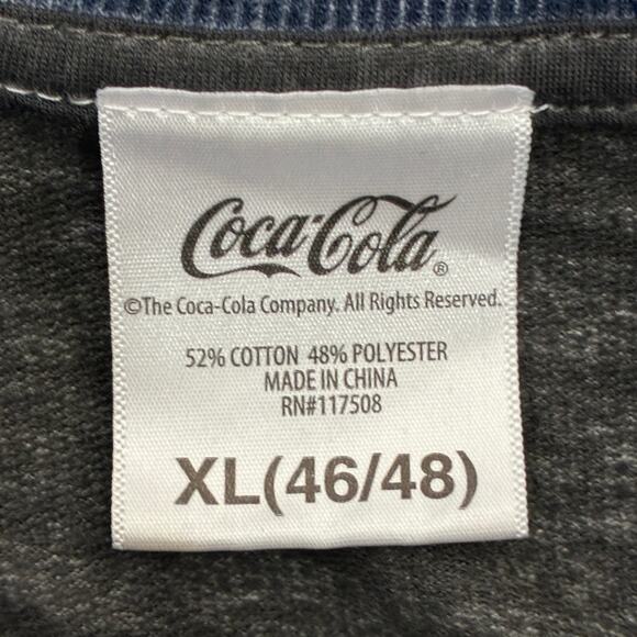 Coca-Cola Enjoy Coke Raglan Graphic T-Shirt Mens XL Gray Blue Long Sleeve Retro - Picture 6 of 6